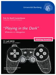 Poster for the guest lecture by Prof. Dr. Randi Gunzenh?user. In addition to the information about the guest lecture, it shows an illustration of a PlayStation controller.