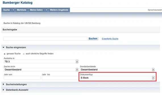 Suche nach E-Books im Bamberger Katalog