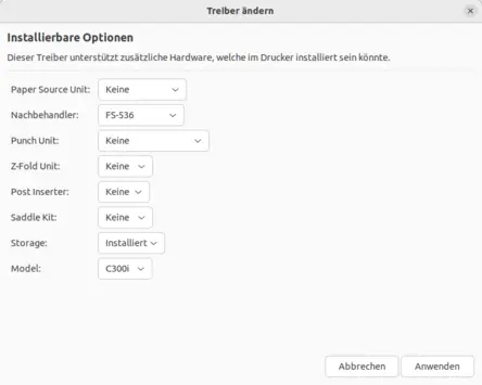 view Select printer options