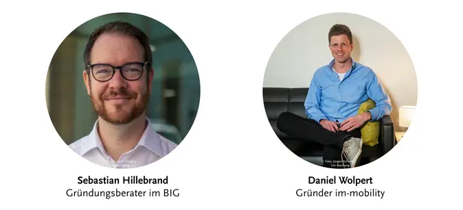 Sebastian Hillebrand, Grndungsberater im BIG, und Daniel Wolpert, Grnder im-moblity