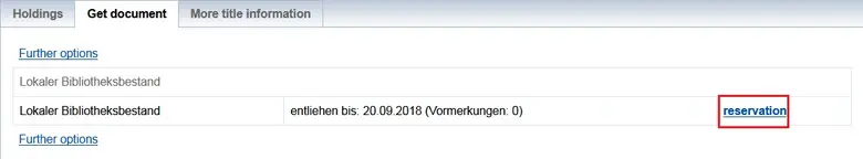 Reservation button in the "Get document" tab