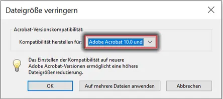 Acrobat-Versionskompatibilit?t