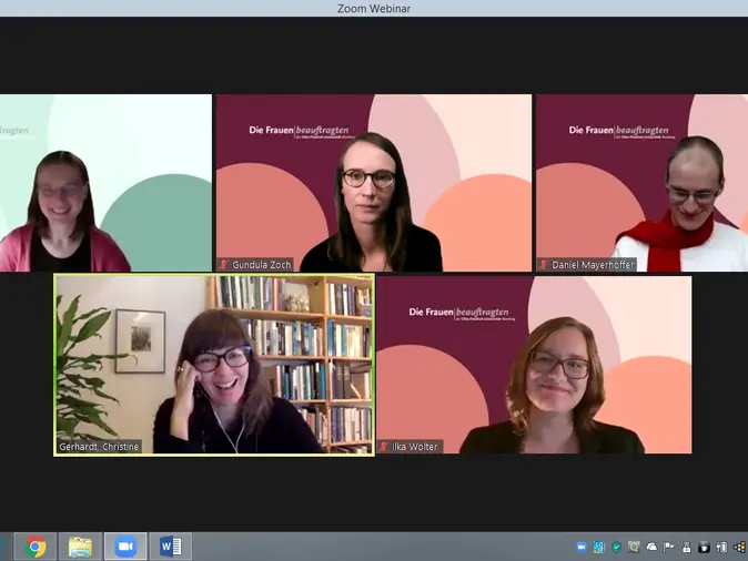 Die Teilnehmenden an der Podiumsdiskussion im Zoom-Webinar