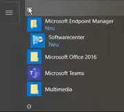 Ausschnitt vom Startmen unter Windows 10 mit den im Text angegebenen Menpunkten